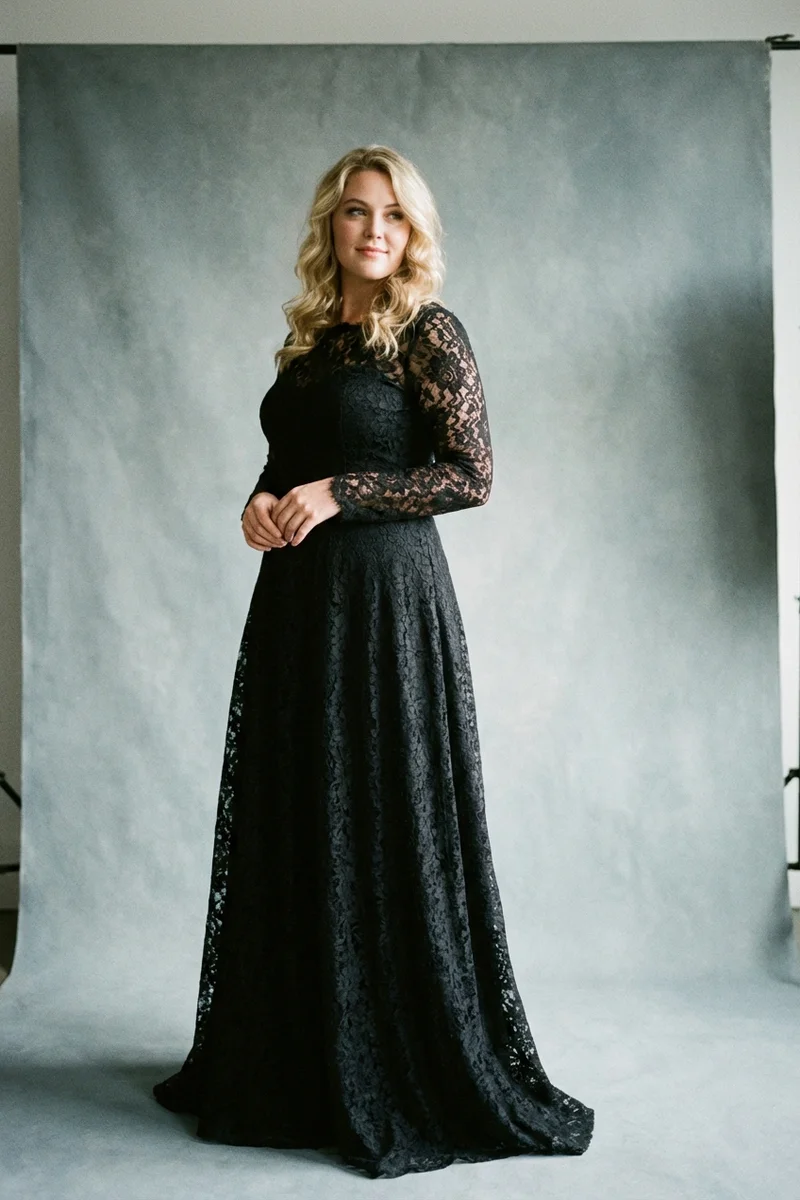 Gothic Lace Black Wedding Dress - 1