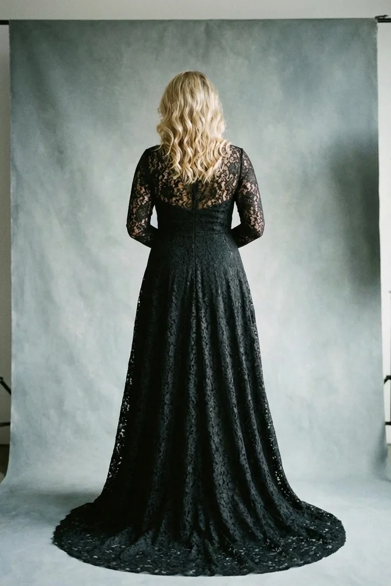 Gothic Lace Black Wedding Dress - 2