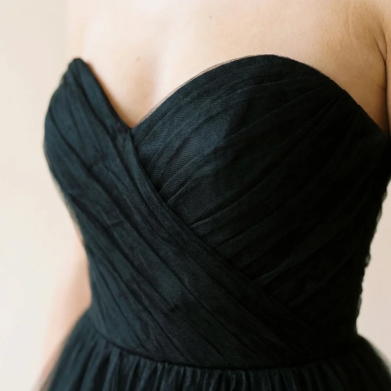 Black Tulle Ball Gown Wedding Dress - 3