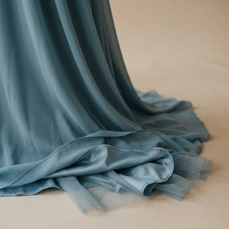 Oceana Blue Chiffon V-Neck Wedding Dress - 4