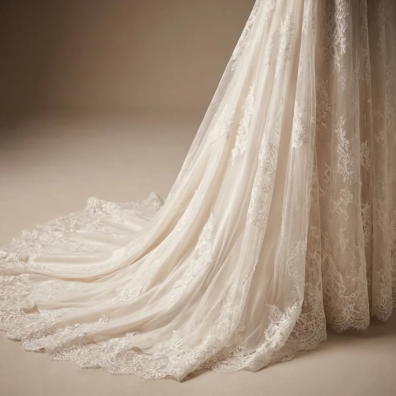 Colette Lace Boat Neck A-Line Wedding Dress - 4