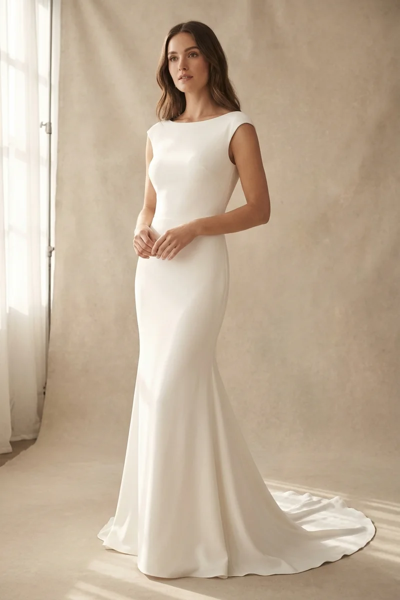 Vivienne Crepe Boat Neck Fit and Flare Dress - 1