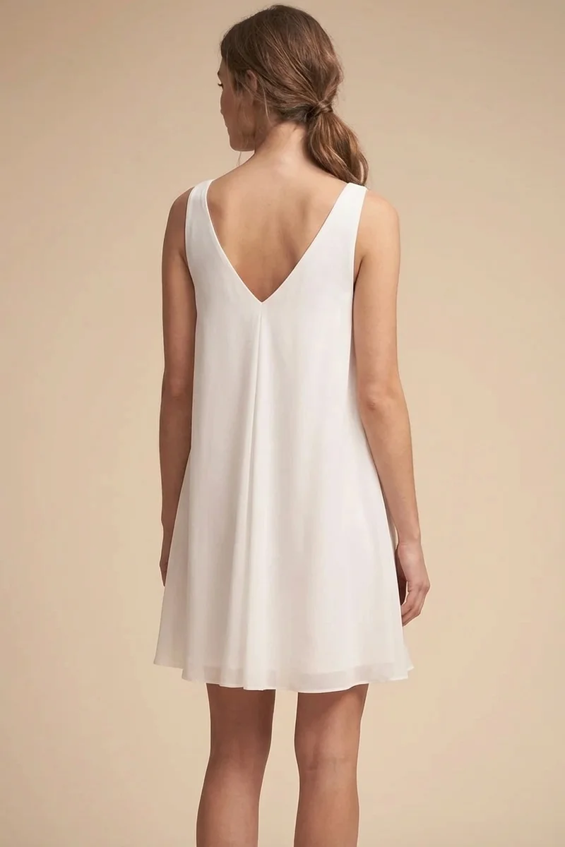 Relaxed Chiffon Mini Wedding Dress - 2