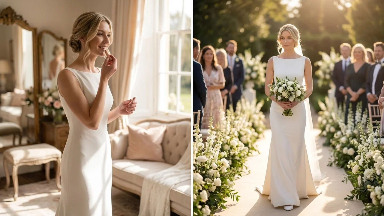 Clarity Crepe Sheath Wedding Dress - 5