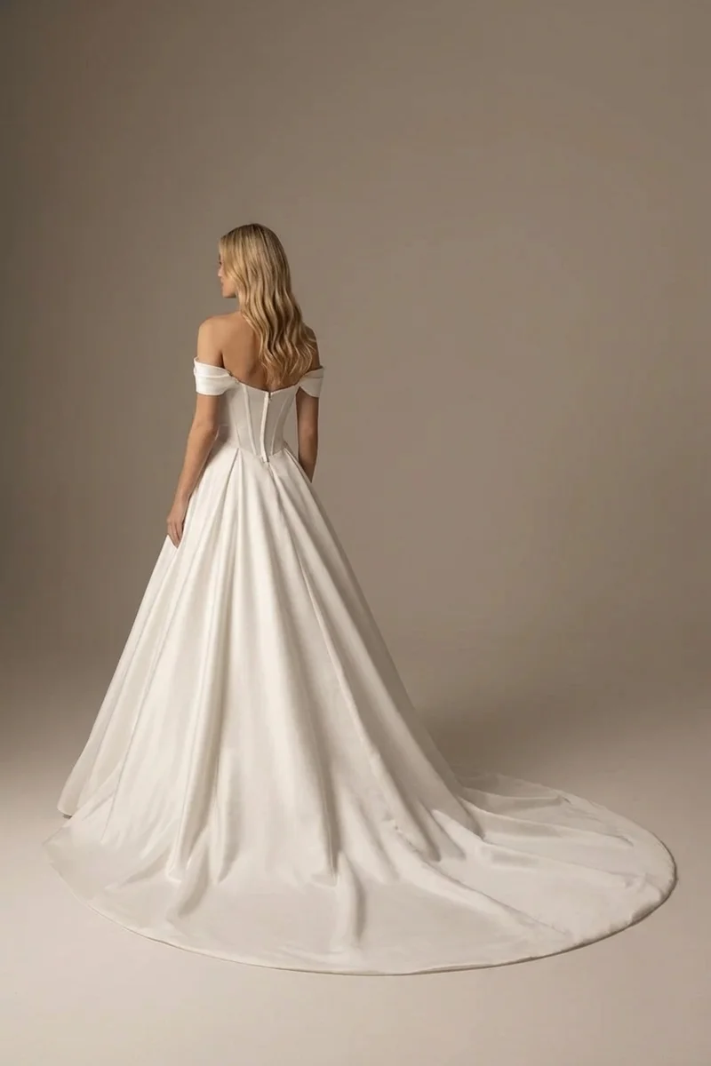 Empress Corset Satin Ball Gown Wedding Dress - 2