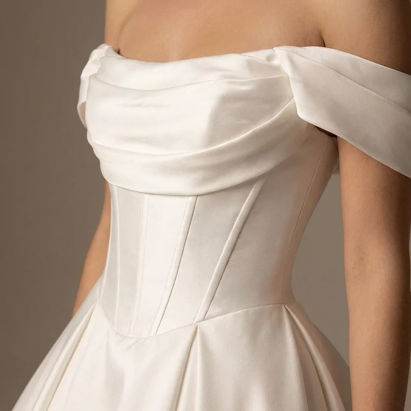 Empress Corset Satin Ball Gown Wedding Dress - 3