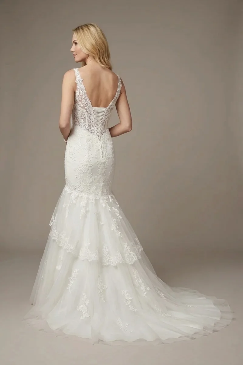 Valentina Corset Lace Mermaid Wedding Dress - 2