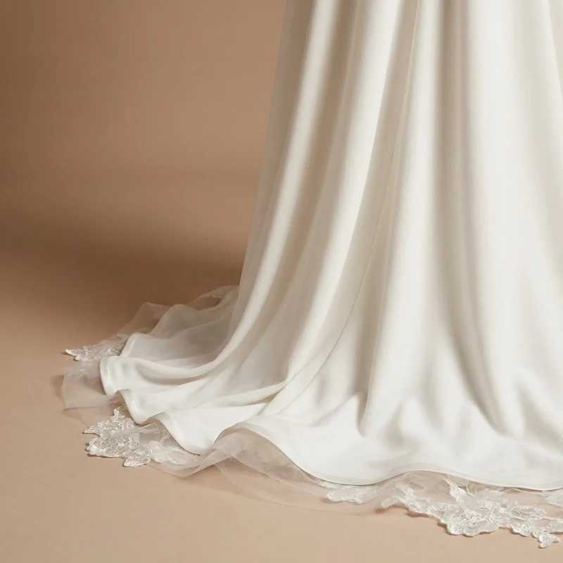 Crepe Midi Courthouse Wedding Dress - 4