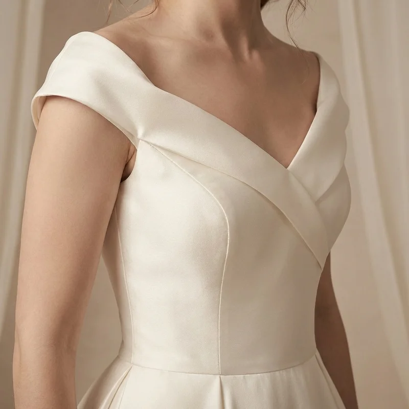 Cordelia Cap Sleeve Satin Ball Gown - 3