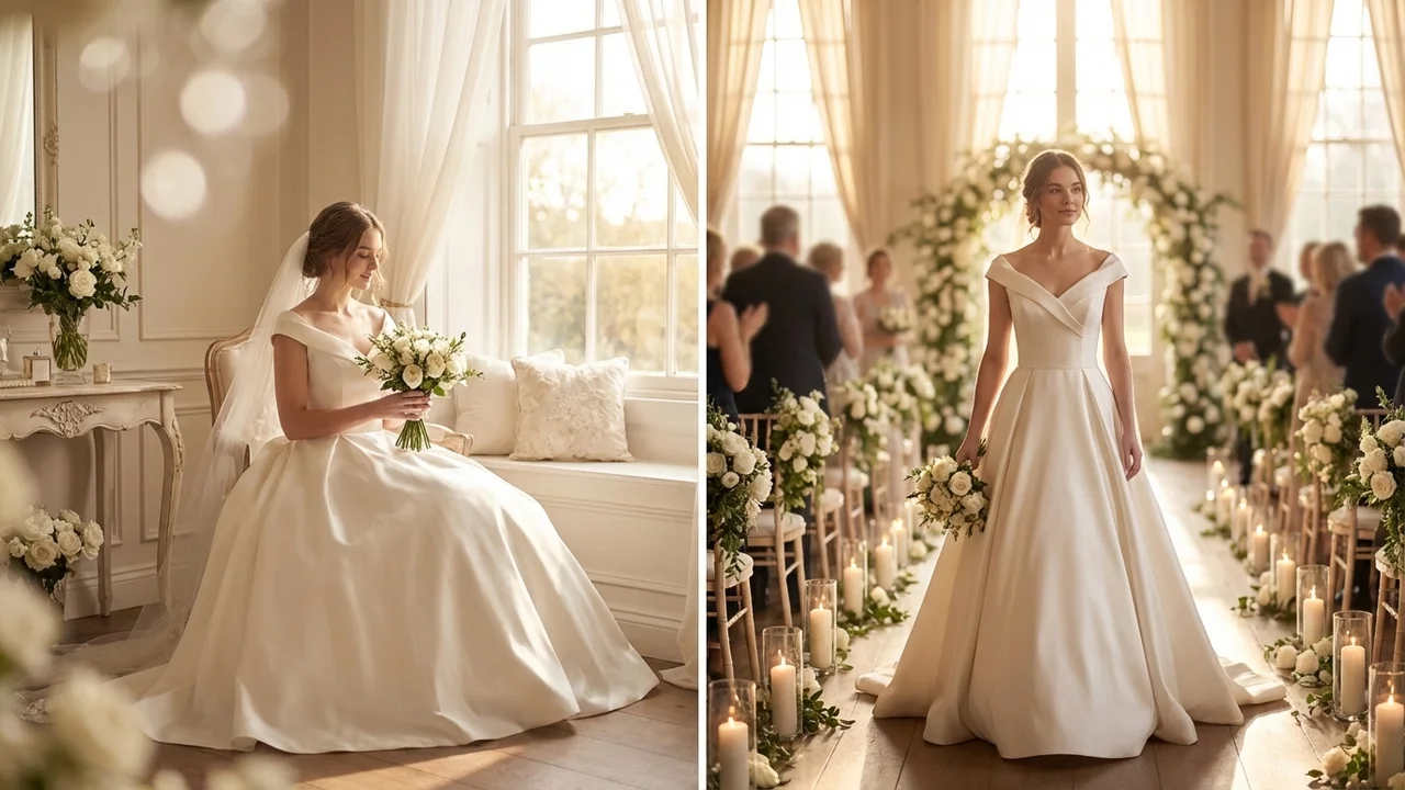 Cordelia Cap Sleeve Satin Ball Gown - 5