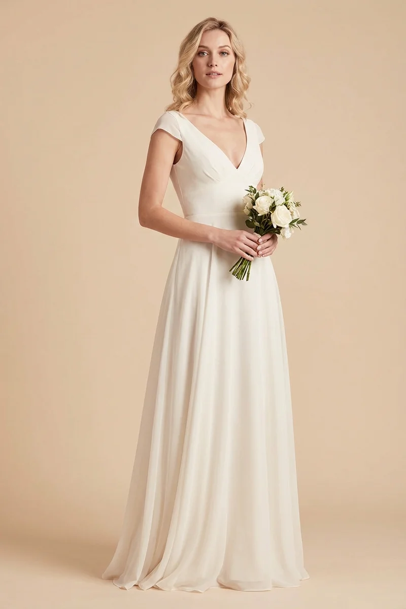 Adelaide Cap Sleeve Chiffon A-Line Dress - 1