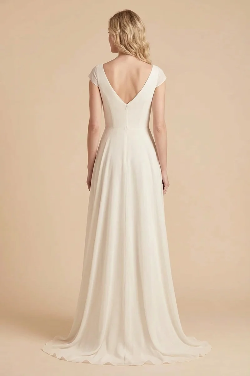 Adelaide Cap Sleeve Chiffon A-Line Dress - 2