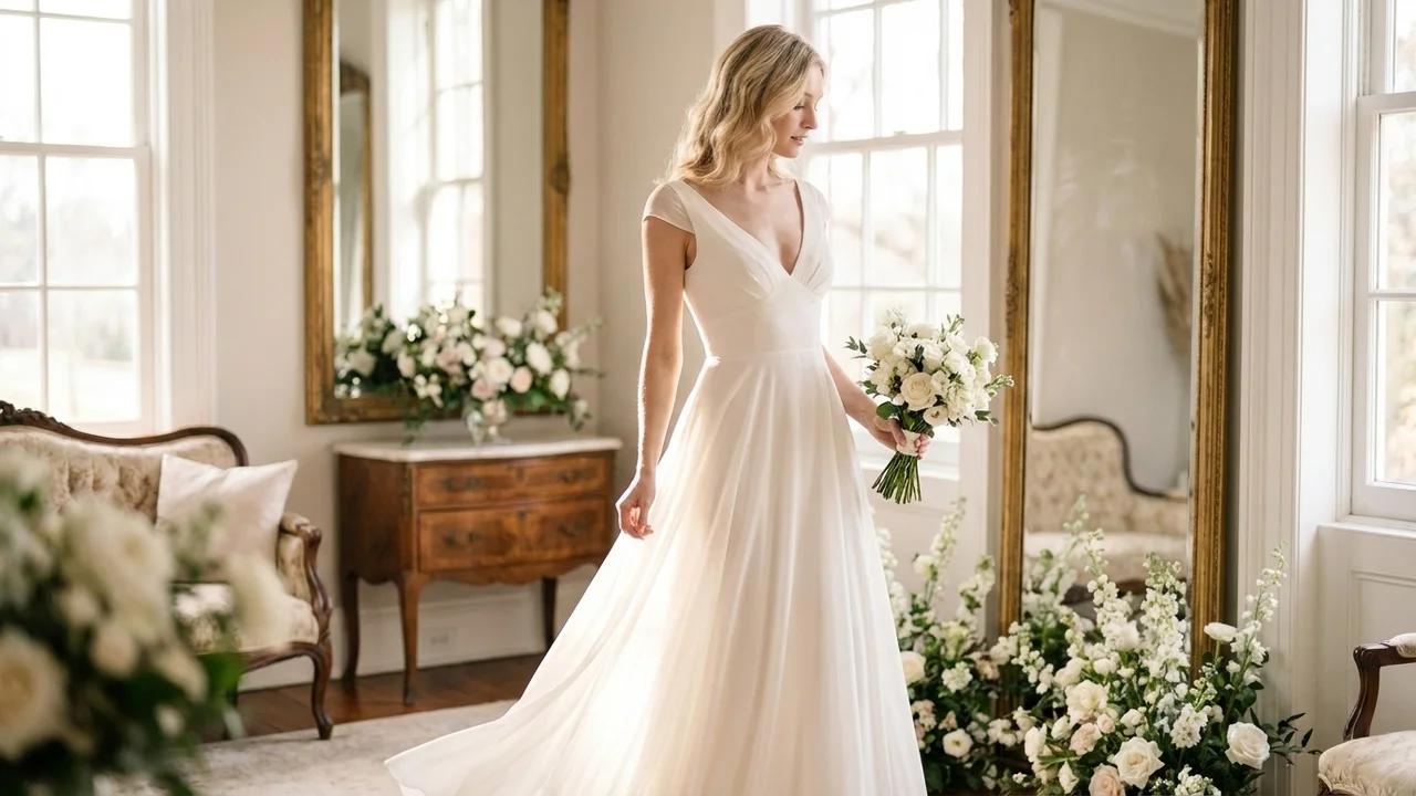 Adelaide Cap Sleeve Chiffon A-Line Dress - 5