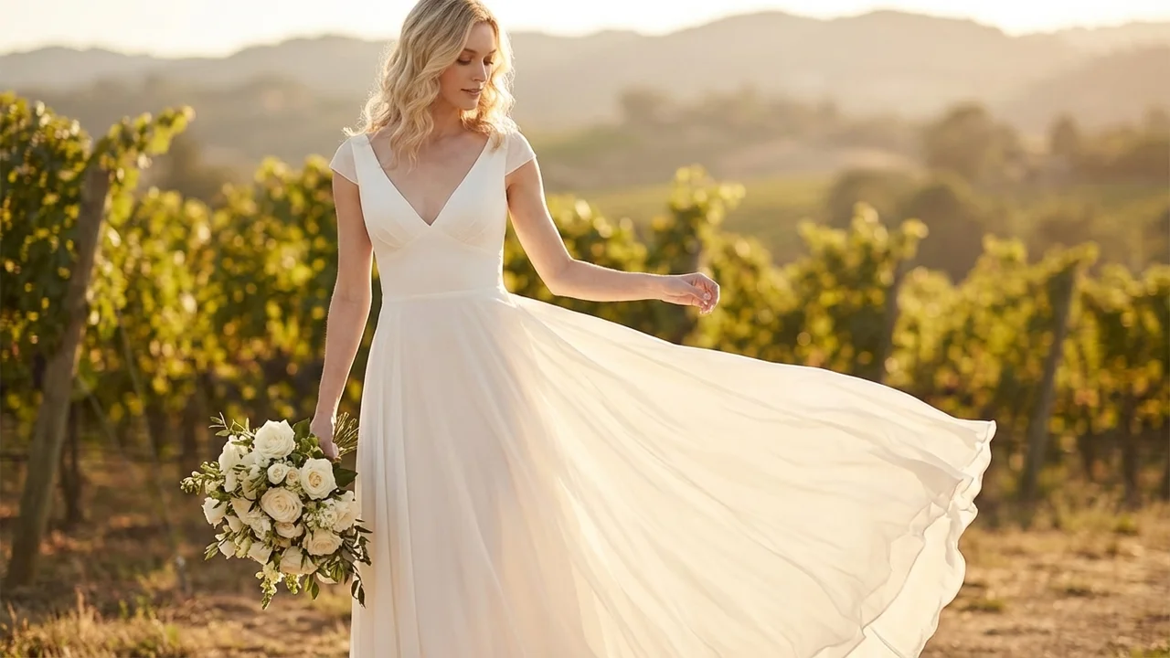 Adelaide Cap Sleeve Chiffon A-Line Dress - 6