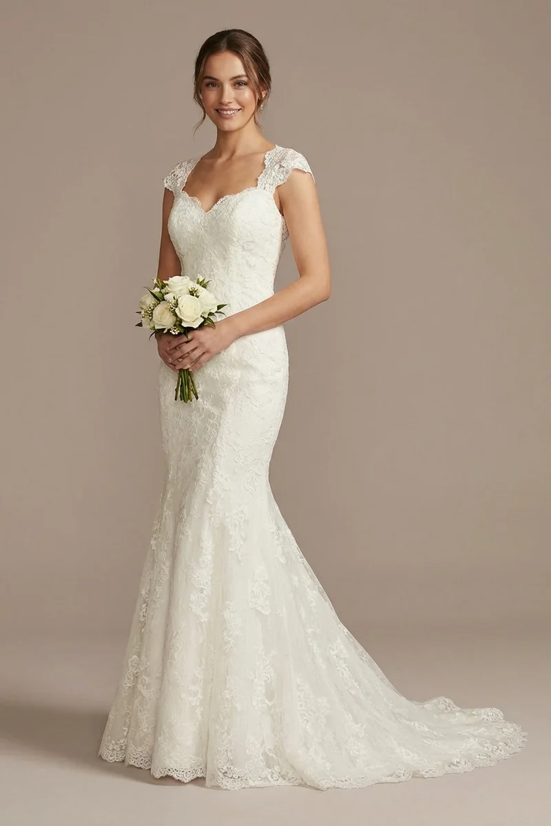 Vivienne Cap Sleeve Lace Mermaid Dress - 1