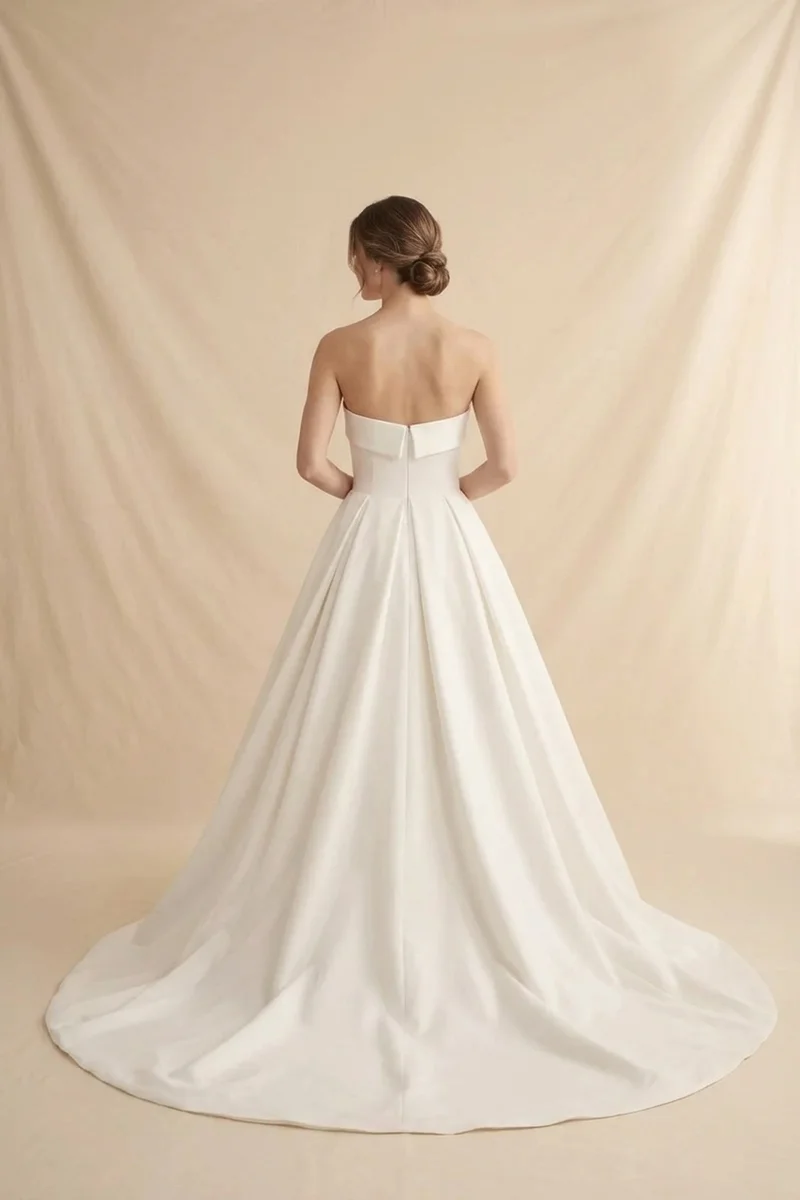 Victoria Elegant Satin Ball Gown Wedding Dress - 2