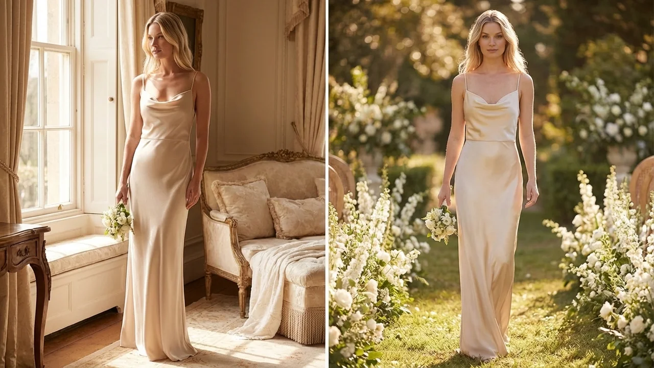 Simple Silk Slip Elopement Dress - 5
