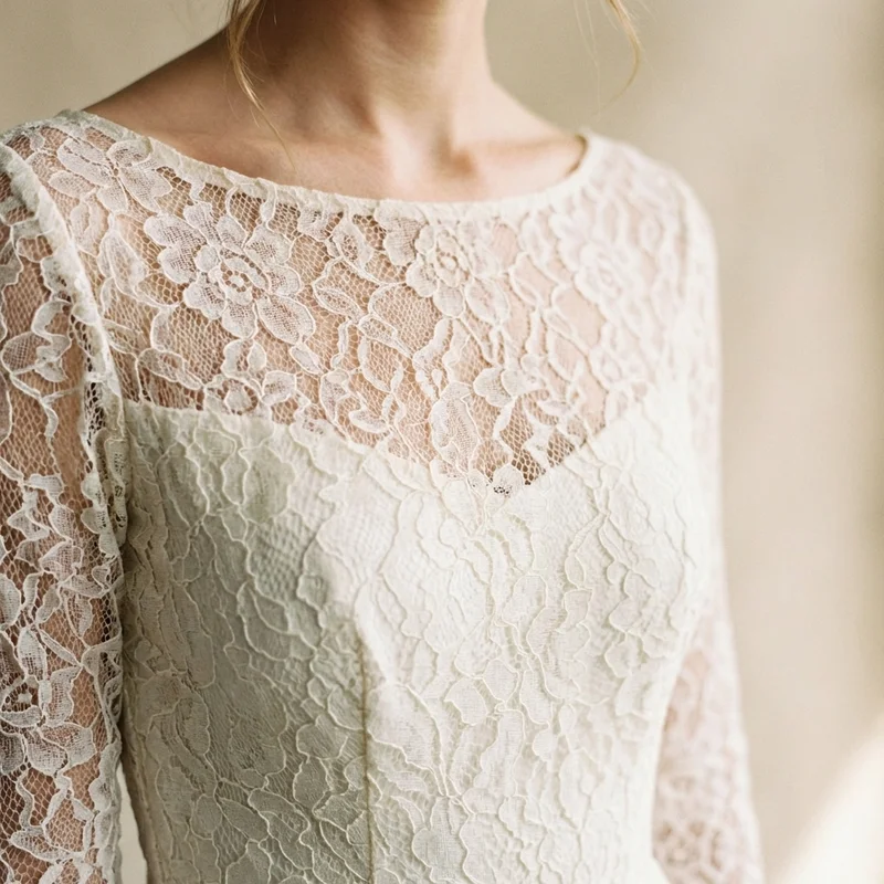 Romantic Lace Midi Elopement Dress - 3