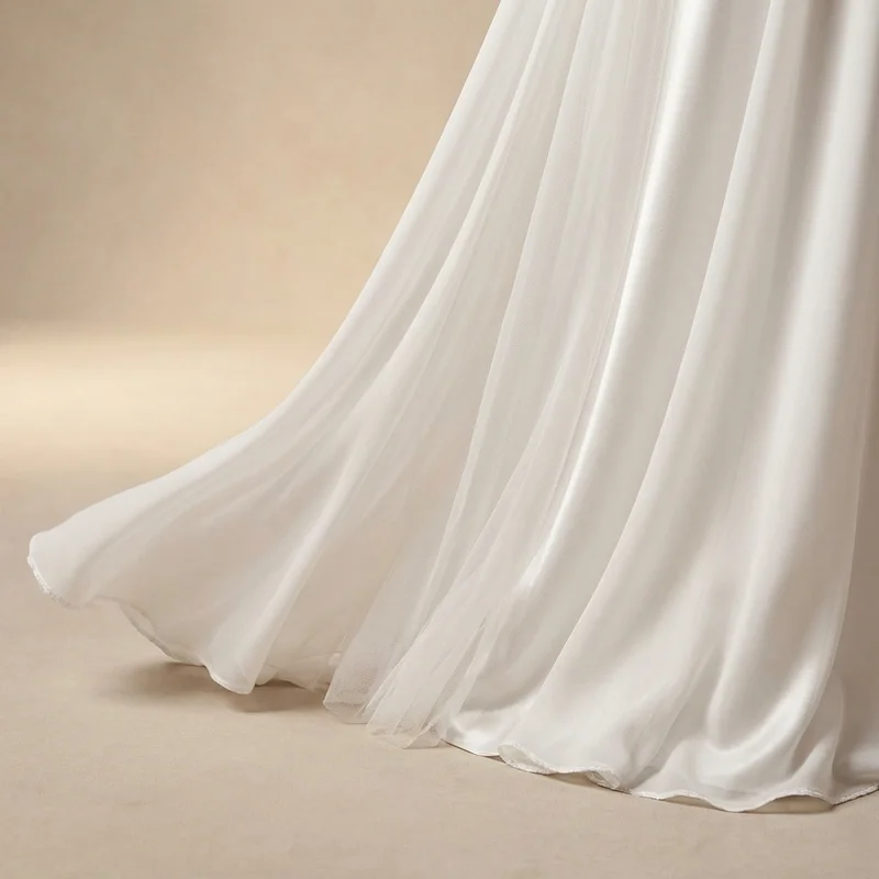 Chiffon Cape Sleeve Elopement Dress - 4