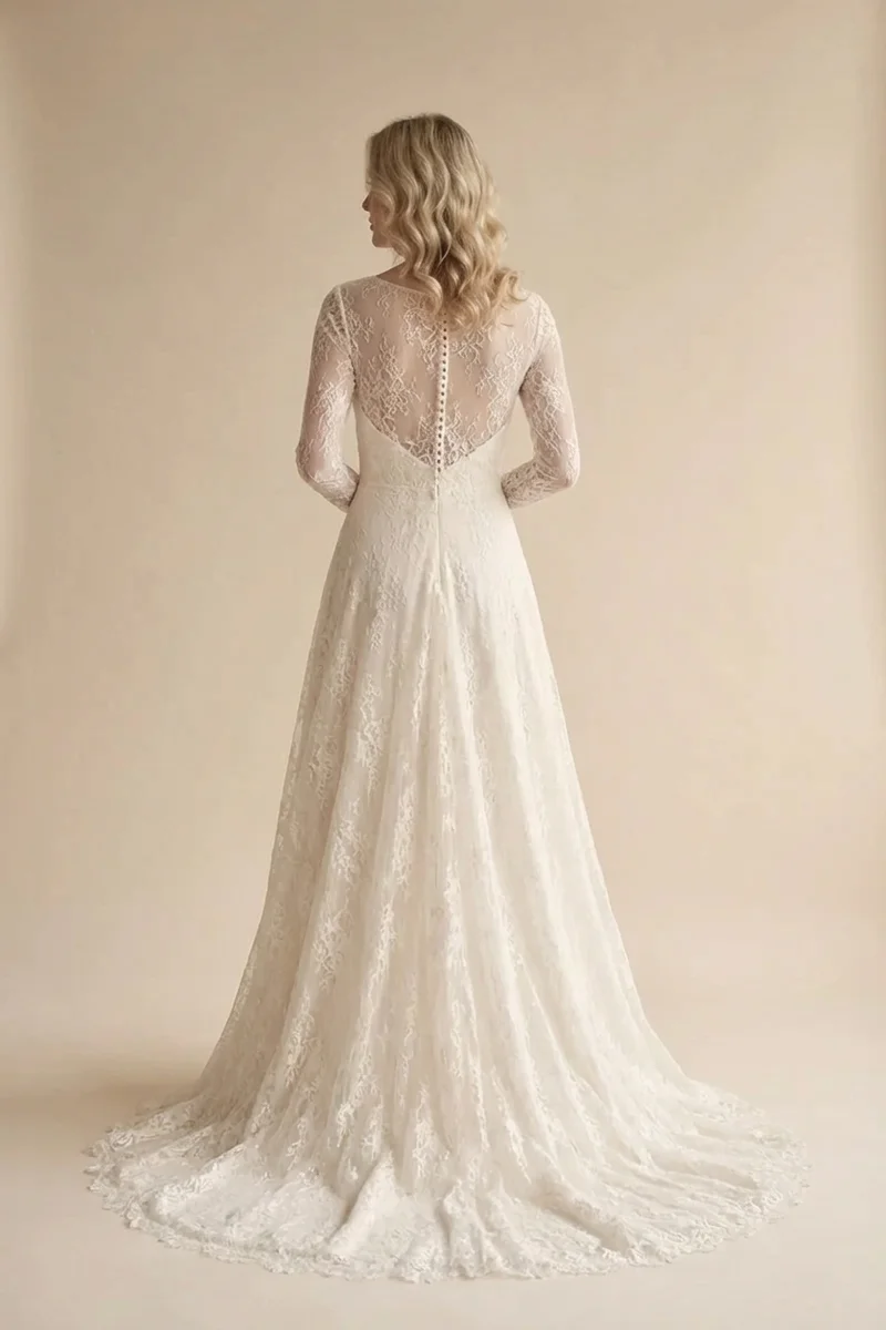 Genevieve Lace Floor Length Elegant Gown - 2