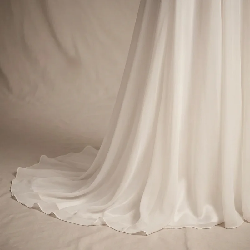 Flutter Sleeve Chiffon Wedding Dress - 4
