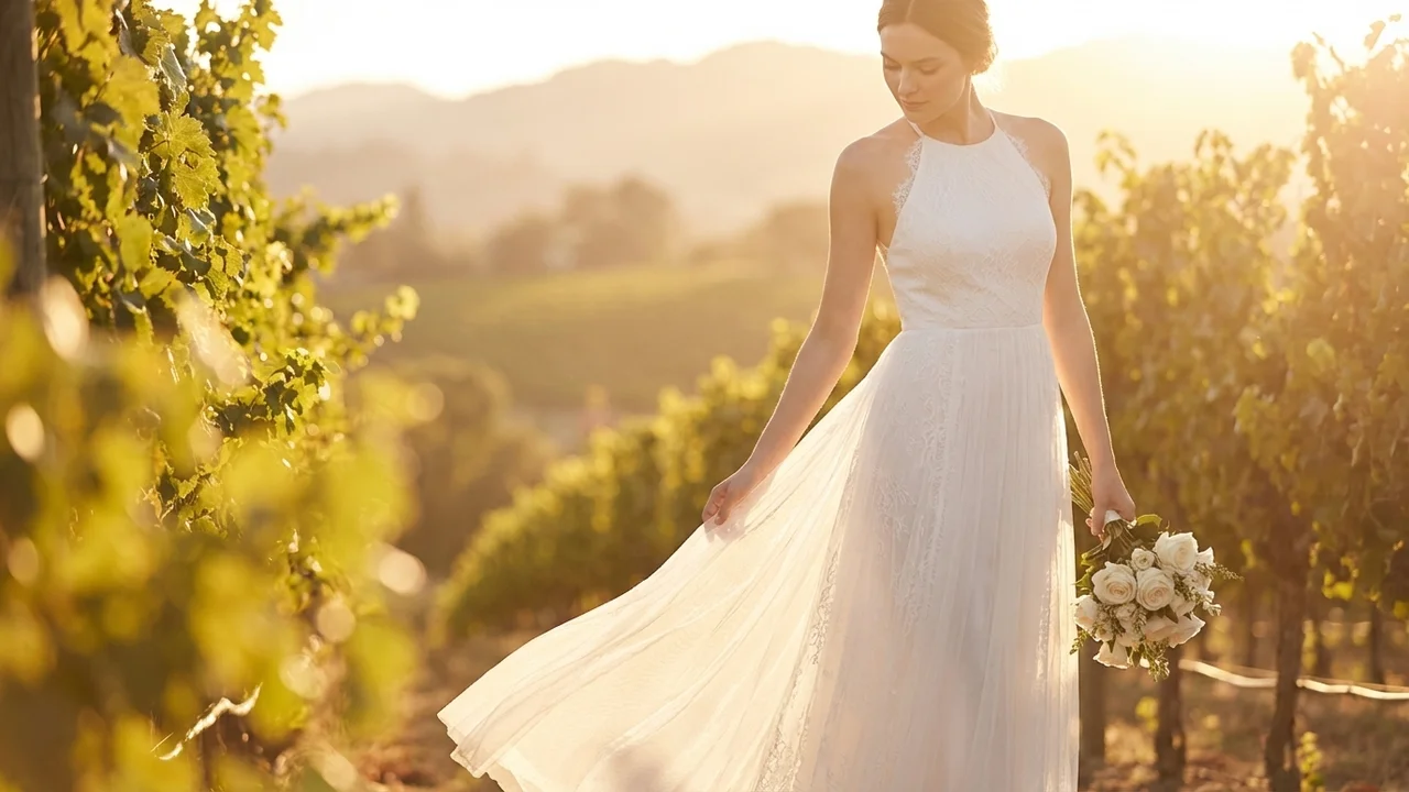 Beatrix Halter Lace A-Line Wedding Dress - 6