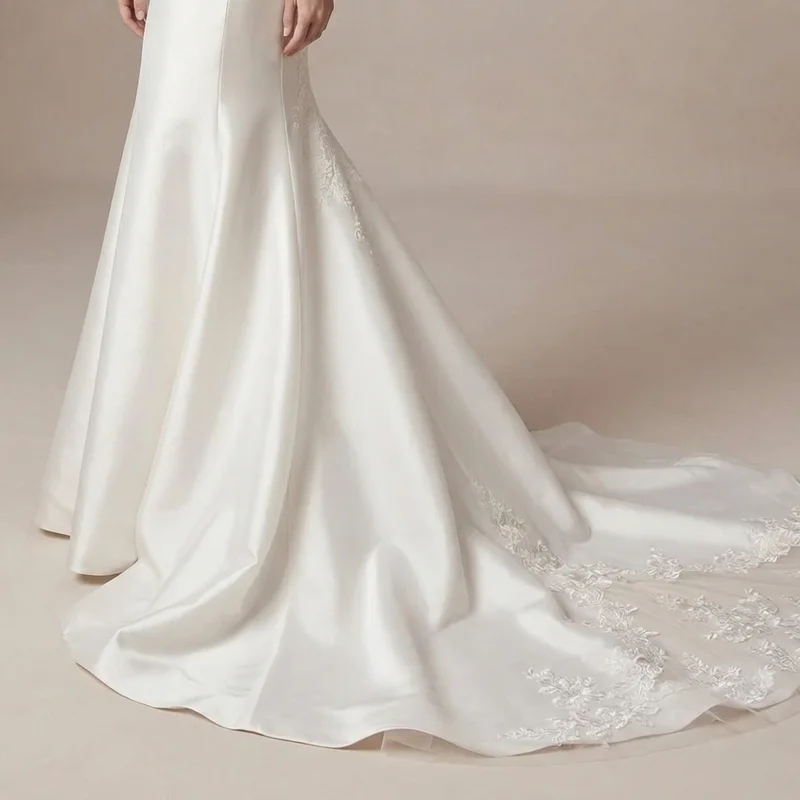 Delphine Halter Satin Mermaid Wedding Dress - 4