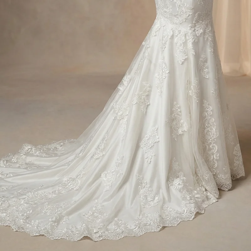 Off The Shoulder Lace Mermaid Wedding Dress - 4