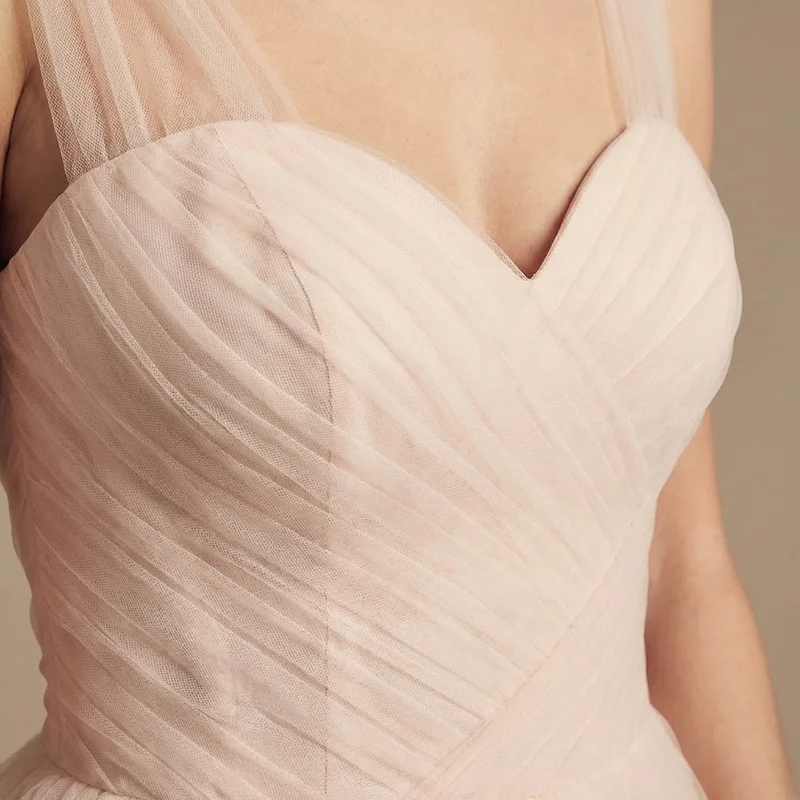 Pink Tulle Princess Wedding Dress with Sweetheart Neckline - 3