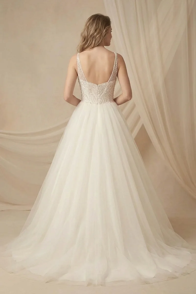 Beaded Bodice Tulle Gown — Clearance - 2