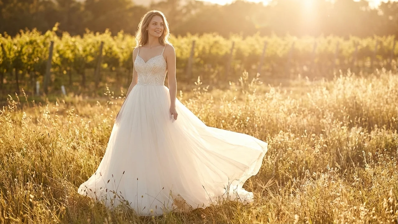 Beaded Bodice Tulle Gown — Clearance - 6