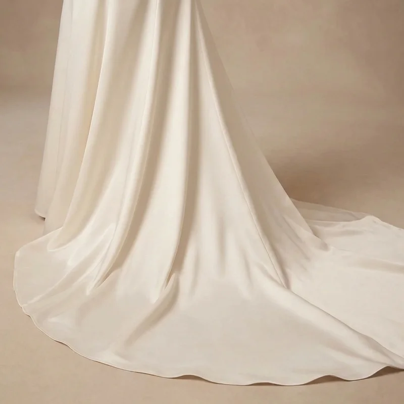 Cowl Neck Satin Wedding Dress - 4