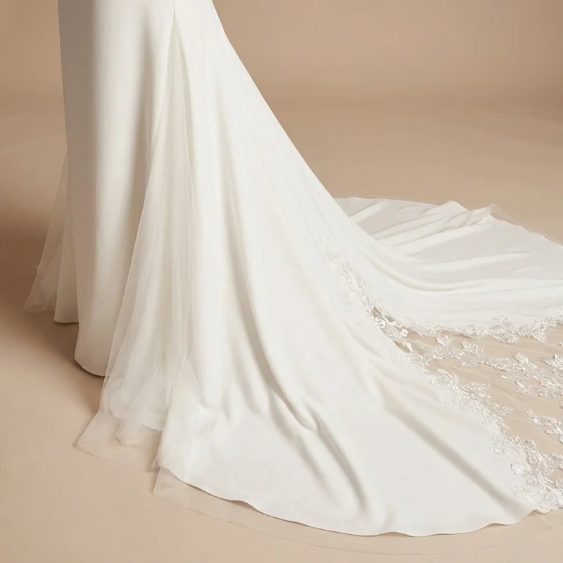 Daria Plunge Illusion Wedding Dress - 4