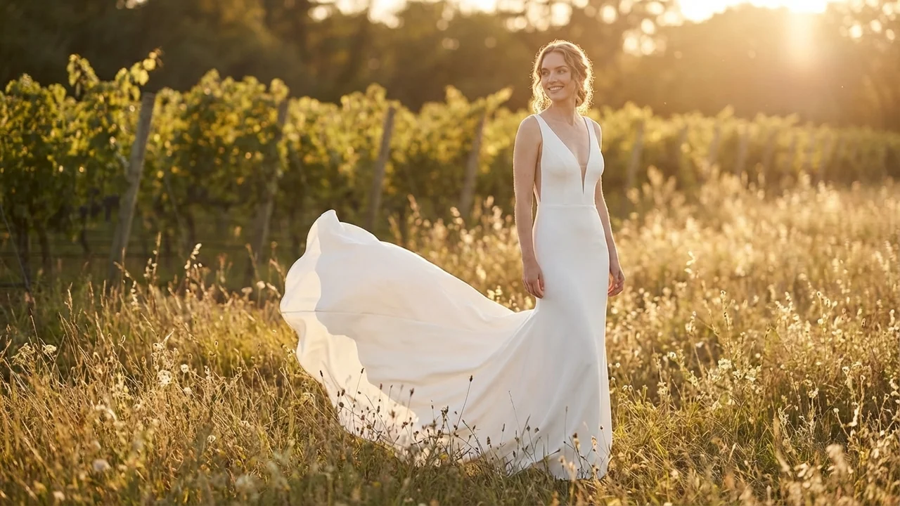 Daria Plunge Illusion Wedding Dress - 6