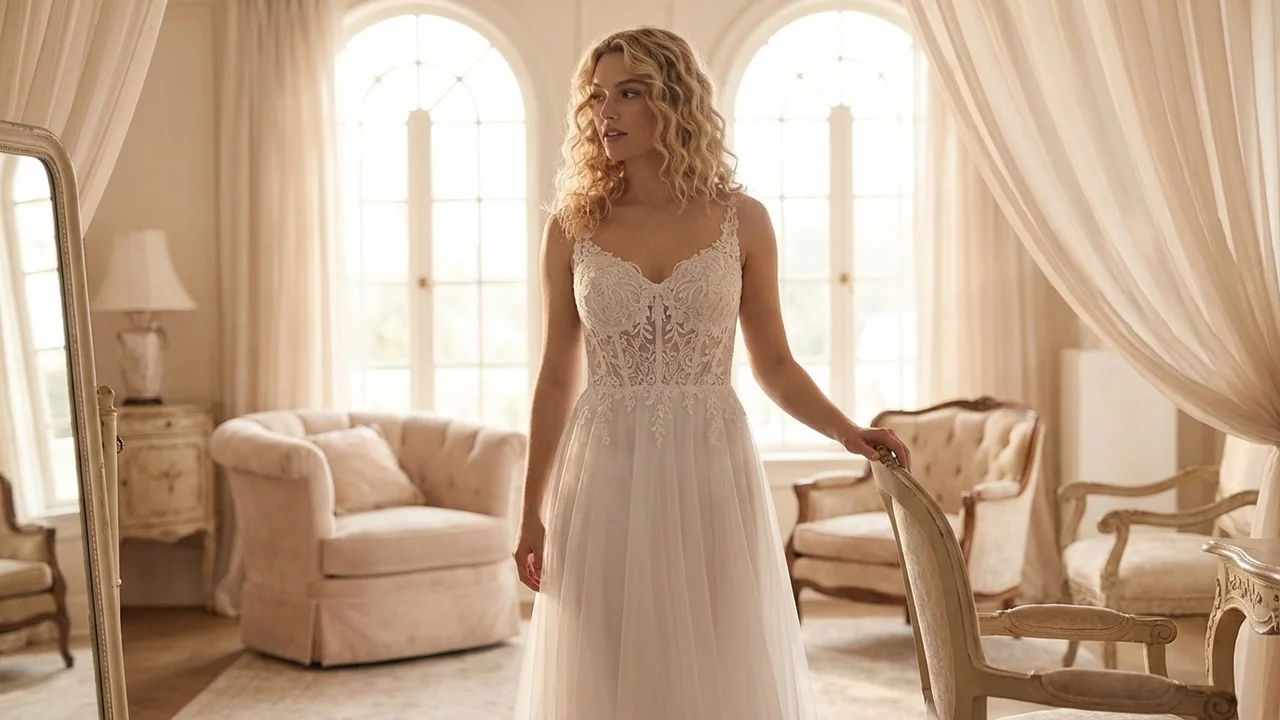 Liana Sheer Corset Wedding Dress - 5