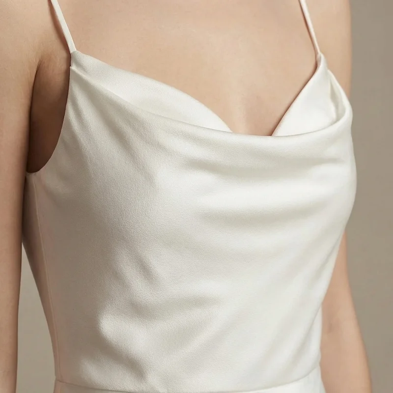 Vera Backless Satin Slip Wedding Dress - 3