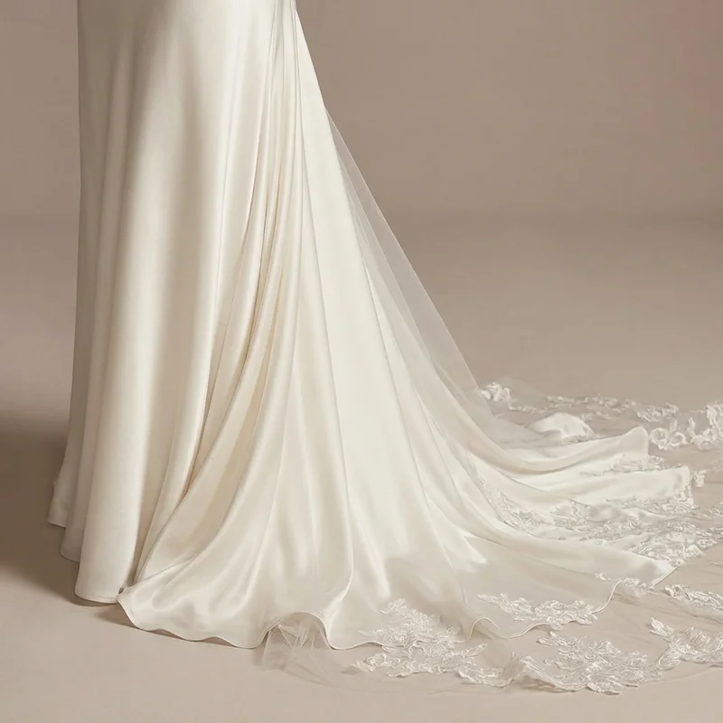 Vera Backless Satin Slip Wedding Dress - 4