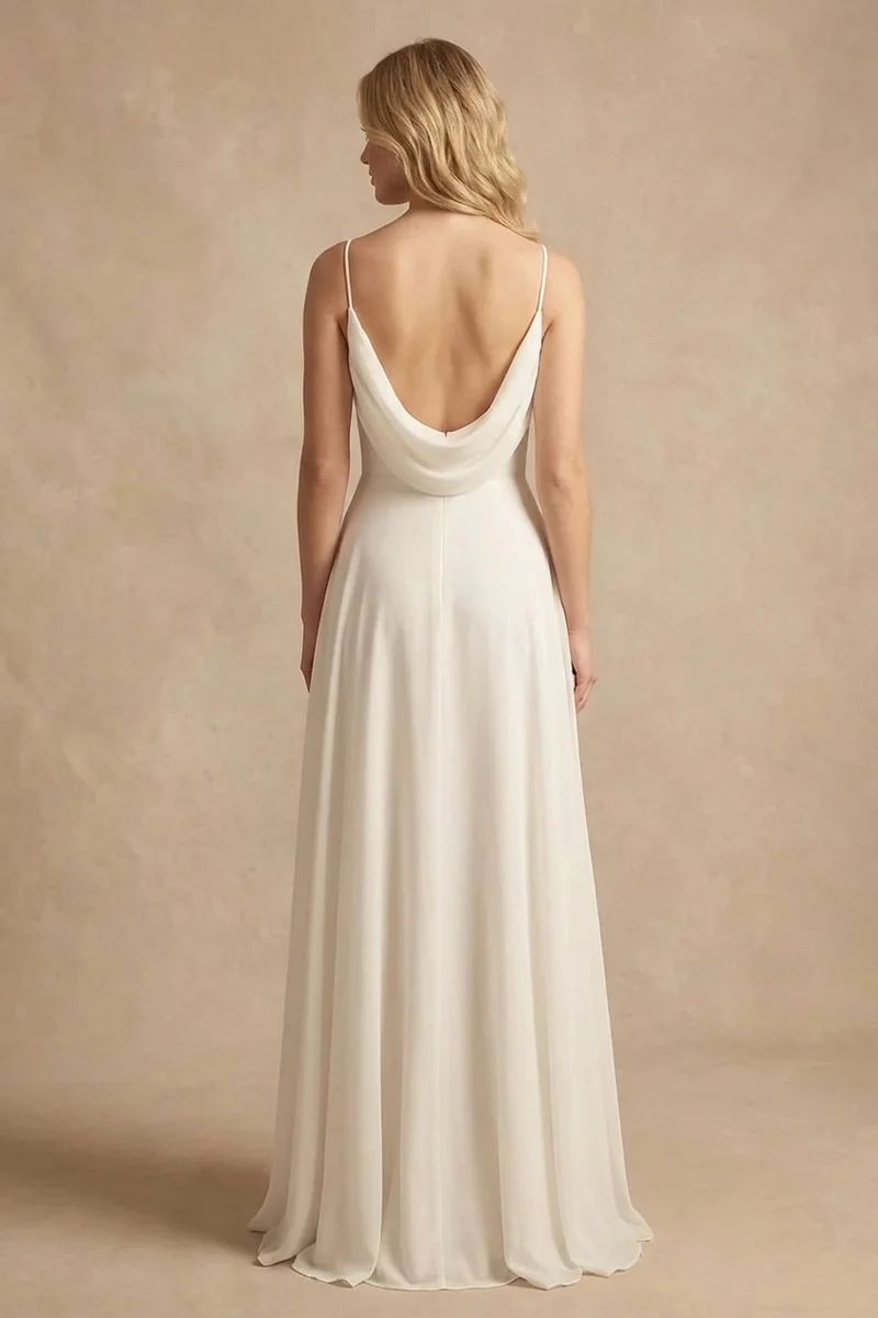 Isla Sheath Chiffon Spaghetti Strap Wedding Dress - 2