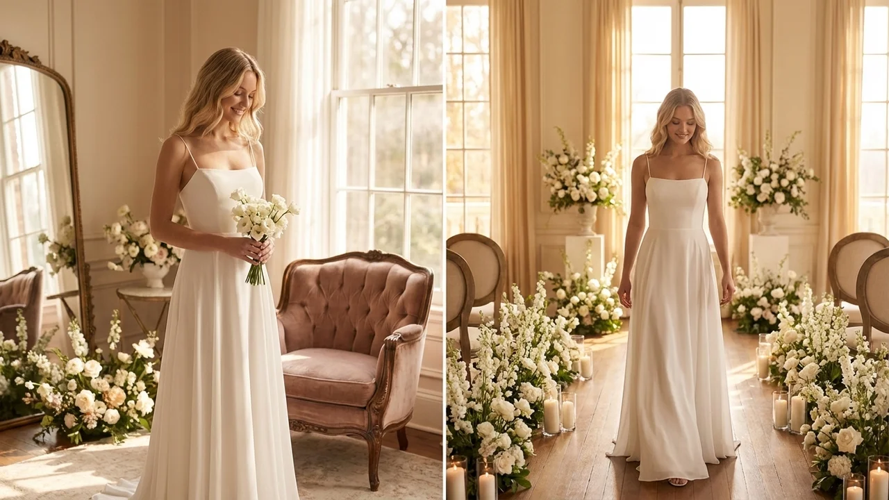 Isla Sheath Chiffon Spaghetti Strap Wedding Dress - 5