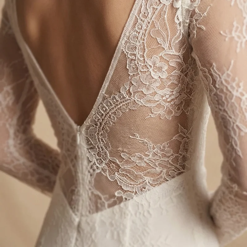 Margaux Sheath Lace Backless Wedding Dress - 3