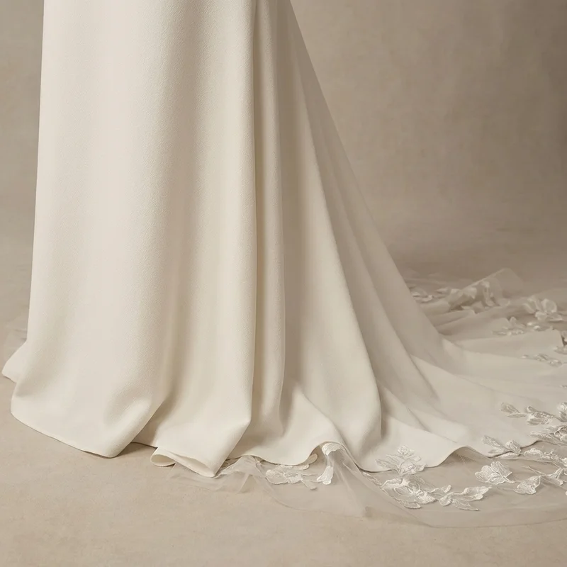 Isla Simple Crepe Slip Wedding Dress - 4