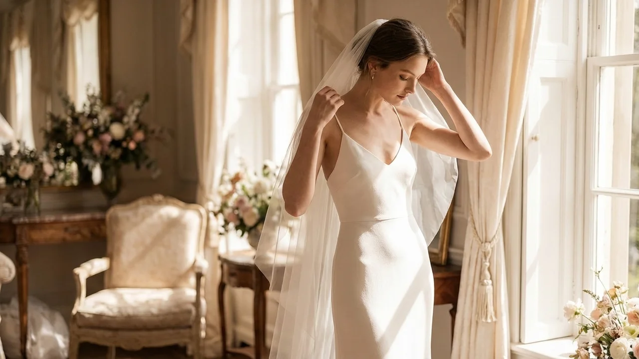 Isla Simple Crepe Slip Wedding Dress - 5