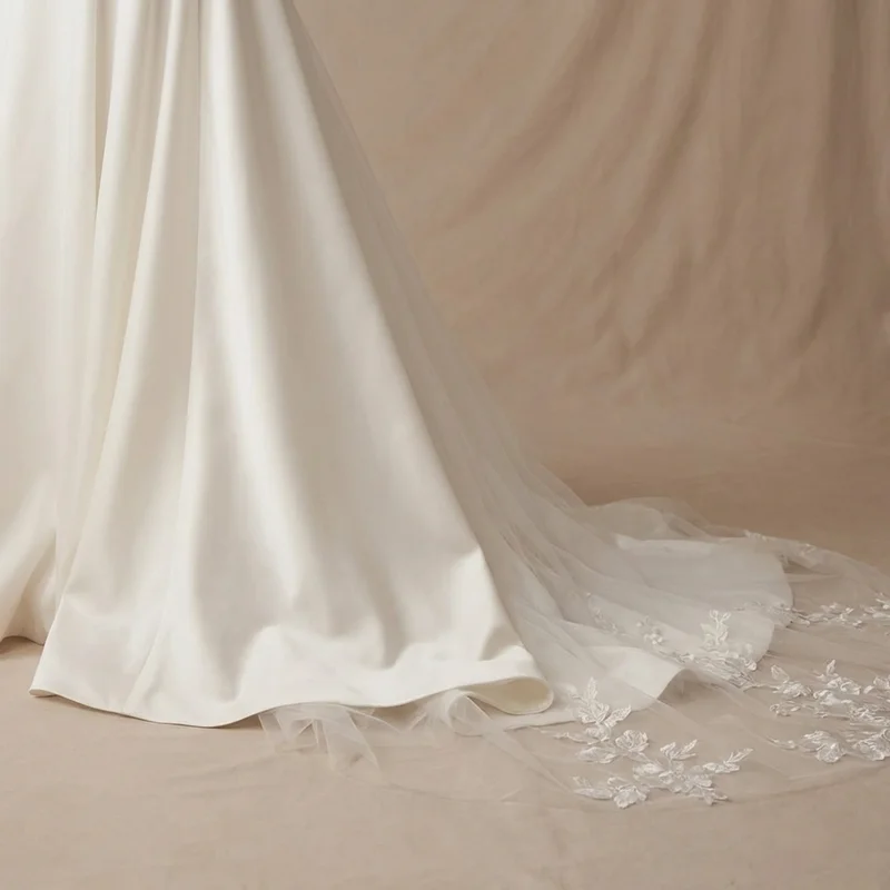 Clara Simple Satin Strapless Wedding Dress - 4