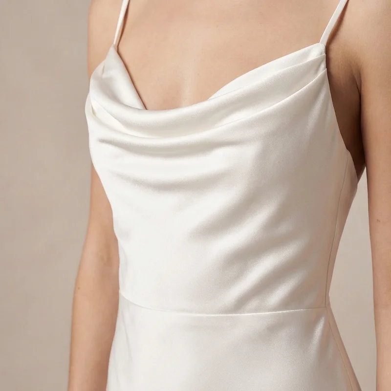 Estelle Satin Cowl Spaghetti Strap Slip Dress - 3