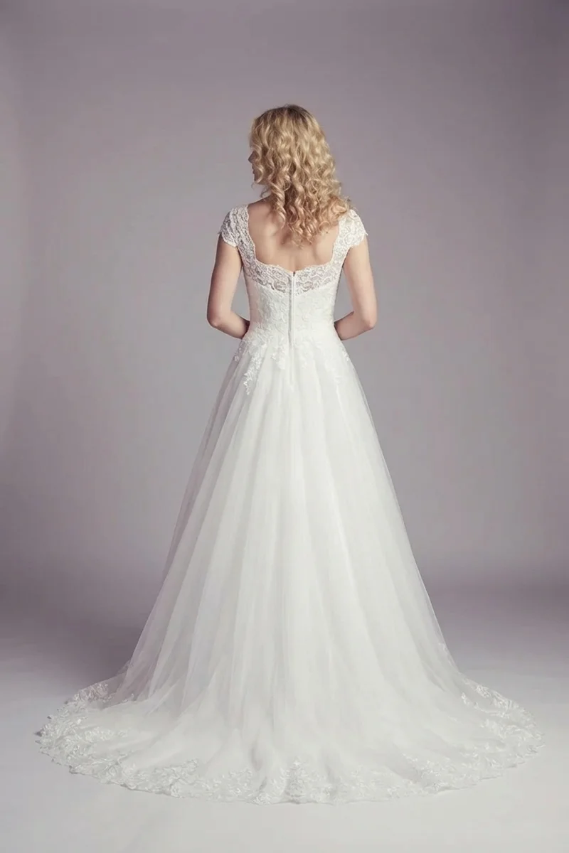 Rosalind Square Neck Tulle Ball Gown Wedding Dress - 2