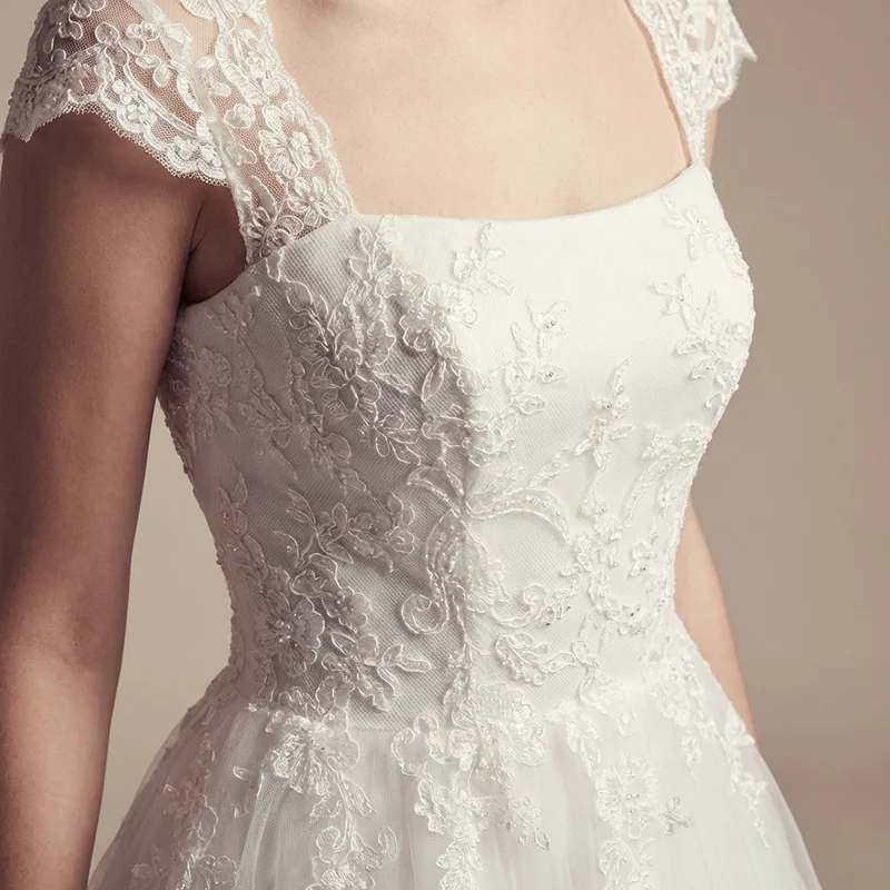 Rosalind Square Neck Tulle Ball Gown Wedding Dress - 3