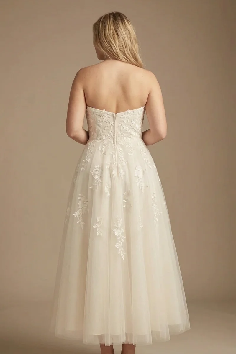 Eloise Floral Tulle Tea Length Gown - 2