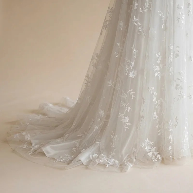 Penelope Tulle Embroidered Garden Wedding Dress - 4