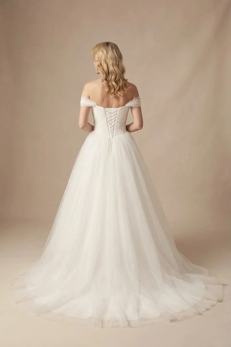 Genevieve Tulle Off-Shoulder Romantic Wedding Dress - 2