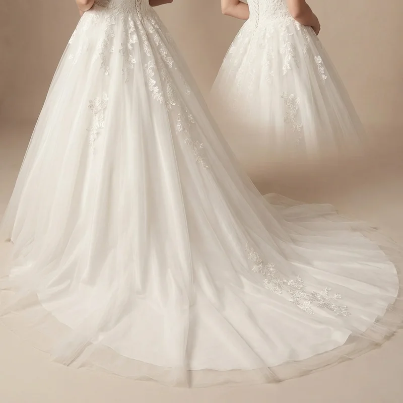 Genevieve Tulle Off-Shoulder Romantic Wedding Dress - 4